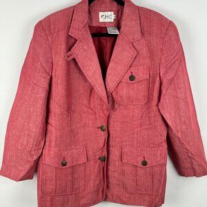 JHC Blazer Jacket Size 10 Pink Long Sleeve 2 Button Single Breasted Pockets